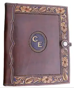 Journal intime en cuir véritable le plus vendu avec logo personnalisé en cuir de vachette pur avec un design floral usiné à la main prêt à l'expédition