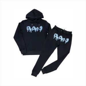 Chándal personalizado con gráfico acampanado 3D para hombre, chándal apilado con estampado de hojaldre, Sudadera con capucha y borde cortado con dobladillo crudo, pantalones de chándal de talla grande para invierno - Product Image 2