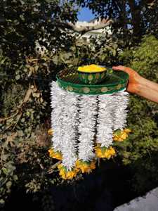 Sehra haldi/mehendi, ชุดอุปกรณ์ตกแต่งงานแต่งงานงานแต่งงานพิธี pooja rasam pithi nikahtel baan เจ้าสาว - Product Image 2