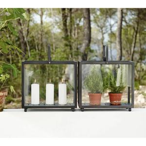 Dernière vente chaude lanterne en verre rectangulaire en métal polyvalent pour bougies et décorations de plantes - Product Image 1