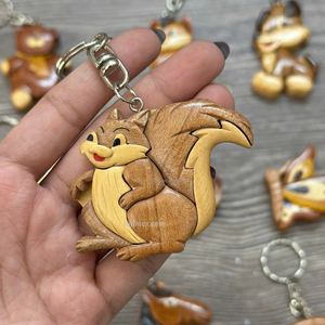 Porte-clés en bois artisanal, anneau vintage, fabriqué au Vietnam, pour cadeau de Noël et souvenir, prix avantageux - Product Image 1