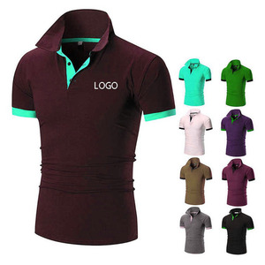Vêtements de sport de golf imprimés avec logo personnalisé unisexe Vente en gros Tissu uni vierge pour polos pour hommes tricoté - Product Image 2