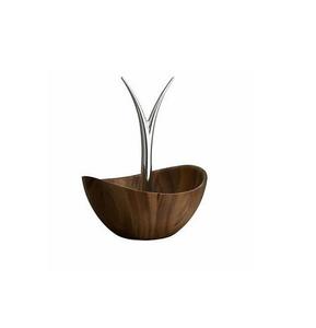Cuenco redondo de alta calidad con vástago de acero inoxidable para frutas, mesa de madera para decorar vajilla, artículo decorativo - Product Image 1