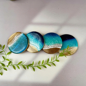 ที่รองแก้วไม้เรซินงานฝีมือส่วนบุคคลแกะสลักสไตล์มหาสมุทรชายหาดงานแต่งงานของที่ระลึกของผู้เข้าพัก - Product Image 1