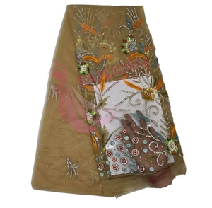 Nouvelle dentelle de tulle française africaine de luxe 2026, dentelle noire faite à la main, dentelle de voile perlée pour robes - Product Image 1