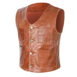 Chaleco de cuero único de alta calidad para hombre, Chaleco de cuero de moto transpirable con logotipo impreso personalizado - Product Image 1