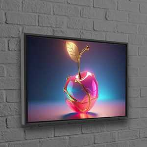 Golden Cherry Wall Art: Printed Canvas for Modern Glam Home Decor,1P-Black <b>Framed</b> - Product Image 1