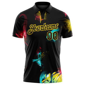 Polo de sport de haute qualité personnalisé avec le nom de l'équipe, noir, violet foncé et blanc, respirant, séchage rapide, impression 3D éclair - Product Image 2