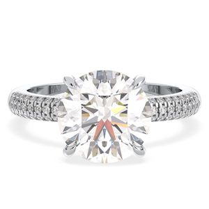 REYES Vente à Chaud Bagues Halo Moissanite 4 Carat en Or Blanc 14K Taille Ronde pour Femmes Solitaire Cadeaux de Fiançailles Bague Bijoux - Product Image 1