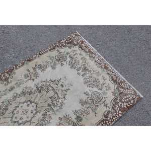 พรมวินเทจลายตุรกี ขนาด 3.6x6.6 ฟุต พรมขนสัตว์สีน้ำตาล - Product Image 5