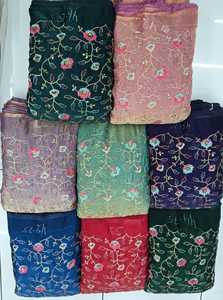 Tela Georgette Bordada, Transpirable, Antiestática, Resistente al Plumón, Diseño Floral Jacquard, Peso Medio para Bodas/Ocasiones Especiales - Product Image 2