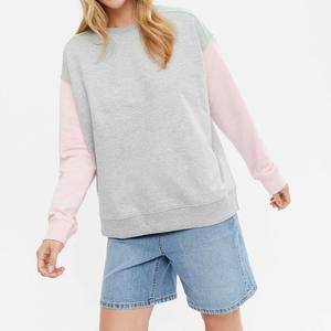 Nueva venta al por mayor de mujeres de color bordado bloque cuello redondo sudadera poliéster/algodón invierno bloque de gran tamaño Panel - Product Image 4