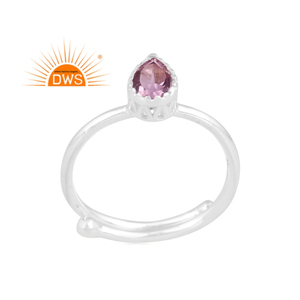 Dernière conception de bague empilable en argent sterling fin avec améthyste rose naturelle Fabricant de bijoux personnalisé - Product Image 1