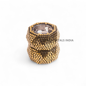 Porte-Bakhoor en Acier Inoxydable Finition Or Luxe avec Base en Bois Brûleur d'Encens Arabe Oud pour la Décoration Intérieure - Product Image 1