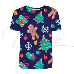 <b>Christmas</b> Holiday Formal Custom Short-Sleeved Crew-Neck <b>T</b>-<b>Shirts</b> Polyester/Cotton High Quality Breathable Wholesale - Product Image 5