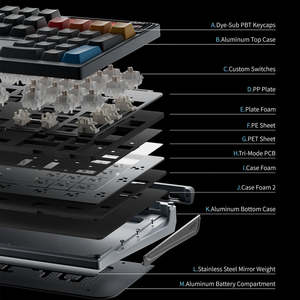 <span class=keywords><strong>Clavier</strong></span> mécanique personnalisé sans fil DP 104 avec interrupteurs magnétiques --- Interrupteurs linéaires Gris Gecha et Rye - Product Image 6