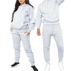 Conjunto de chándal y Sudadera con capucha en blanco apilado de gran tamaño con patrón sólido, chándal informal, trajes para correr para invierno - Product Image 6