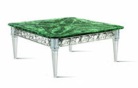 Table basse en malachite, artisanale, en malachite et laiton, objet de décoration intérieure, style traditionnel, décoration intérieure