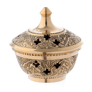 Quemador de incienso Duhkni de latón completo de Metal exclusivo de tendencia superior en quemador Bakhoor 3 en uno con diseño en relieve pulido transparente - Product Image 2