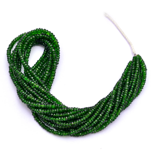 ลูกปัดโครมไดโอไซด์ AAA+ ขนาด 3 มม.-4 มม. ทรงรอนเดลเหลี่ยมเพชรพลอย สีเขียวโครมไดโอไซด์ธรรมชาติ อัญมณีกึ่งมีค่า สำหรับทำเครื่องประดับ - Product Image 1