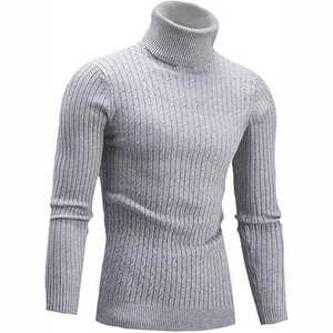 Pull en polyester tricoté à manches longues style homme Pull en polyester à col rond personnalisé avec logo brodé Pull en polyester - Product Image 5