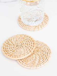 Handwoven Rattan Round <b>Coasters</b> with Holder Pottery Insulated Heat <b>Woven</b> Placemats Eco-Friendly <b>Coaster</b> Set - Product Image 4