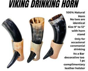 Corne à boire élégante avec support et étui en cuir Corne à boire Viking Corne à boire authentique pour la célébration du vin de bière et le cadeau - Product Image 2