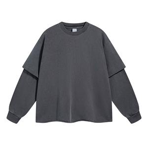 Camiseta de manga larga de doble capa de alta calidad personalizada de fabricante OEM para hombre, camisetas informales de gran tamaño para hombre - Product Image 1