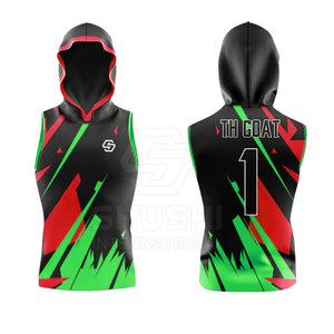 Ropa deportiva de equipo para hombres Sudadera con capucha sin mangas personalizada 7on7 Bandera Fútbol Sudadera con capucha sin mangas transpirable - Product Image 5