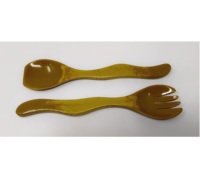 Juego de Cucharas para Servir Ensalada de Resina, Ecológicas, Aptas para Lavavajillas, Color Personalizado, Diseño Moderno, Utensilios de Cocina, Hechas en India, 11 Pulgadas