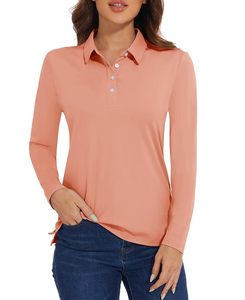 Activewear, camiseta Polo de manga larga para mujer, camisetas Polo de Golf, ligeras, de secado rápido, que absorben la humedad, deportes atléticos de tenis - Product Image 6