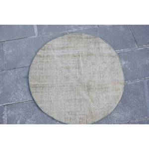 Tapis turc moderne fait à la main de grande surface 2.6x1,6 pieds Jute beige avec support en latex au design patchwork pour le couloir ou la chambre - Product Image 3