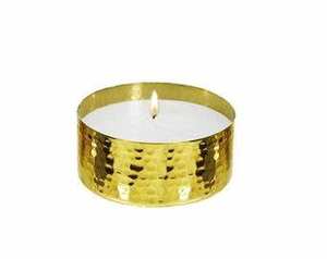 Bougeoir votif élégant en métal doré et fer, bol décoratif classique pour la maison et l'extérieur, au design martelé, pour vitrine lumineuse - Product Image 4