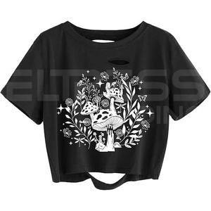 เสื้อครอปท็อปแขนสั้นคอกลมทรงปกติ ผ้าคอตตอน/โพลีเอสเตอร์ คุณภาพสูงสำหรับผู้หญิง ฤดูร้อน จาก Apparel Pakistan - Product Image 1