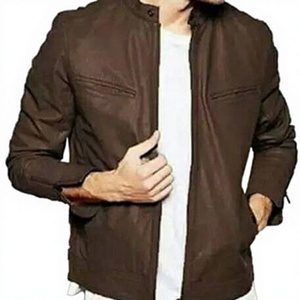Chaqueta de Cuero Clásica, Forro de Seda Acolchado Resistente al Viento, Chaqueta de Invierno de Cuero Estilo Motociclista para Hombre - Product Image 1