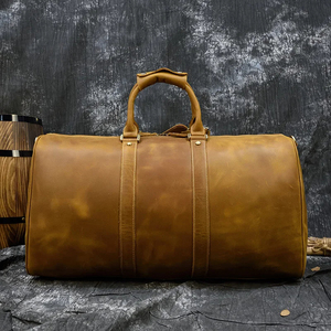 Genuine Leather Luxury Sport <b>Duffel</b> <b>Bag</b> Weekender Travel <b>Bag</b> with Zipper Closure Brown Large Capacity Durable - Product Image 6