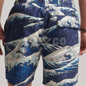 Shorts de plage décontractés à taille élastique, nouveau style, respirants et à séchage rapide, en polyester/coton, motif uni, les plus vendus - Product Image 3