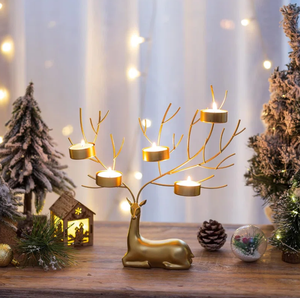 Portavelas de Reno creativo, regalo de adorno de Navidad de metal, velas, portalámparas de té, decoración del hogar para fiesta de boda, decoración decorativa de Navidad - Product Image 2