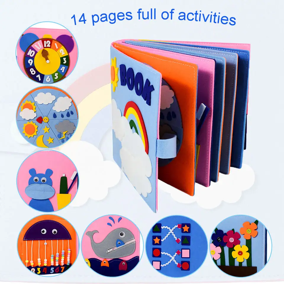 Montessori Voelde Bezig Met Rustige Boeken Voor Kinderen Die Knutselkits Maakten. Mijn Eerste Educatieve Diy Vilt-Boekenpakket