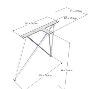 Pieds de meubles industriels en acier style épingle à cheveux CHB68045, 71 cm de hauteur, thermolaqués pour tables de cuisine et d'hôtel modernes, en fer - Product Image 3