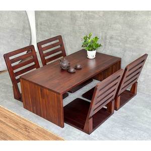 Japanese-Style Acacia Wood Low Table and Chair <b>Set</b> Square Design for <b>Restaurant</b> Cafe or Bar Use CBCF259 - Product Image 3