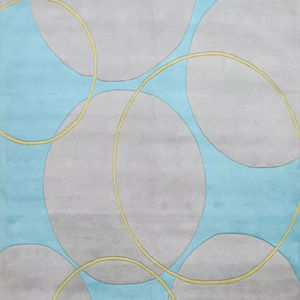 Tapis d'intérieur contemporain oriental fait main en laine, touffeté à la main, design circulaire, nouvelles options de taille disponibles - Product Image 1