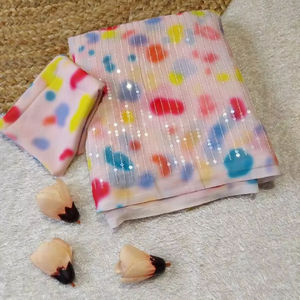 Meilleur prix pour un sari en faux georgette non cousu, imprimé, pièce de chemisier, travail de broderie, tenue traditionnelle indienne, fête, femme, toutes saisons - Product Image 1