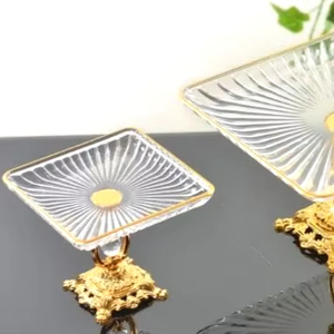 Trending <b>Square</b> Serving Dish <b>Set</b> of 2 for Home Hotel Restaurant & Kitchenware Fruit Serving Dish Decor Gold Color Serving Dishes - Product Image 1
