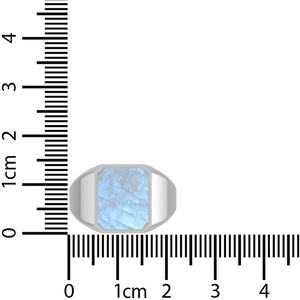 Anillo de Plata de Ley 925 para Hombre, Clásico, con Piedra Lunar Arcoíris, Engaste de Bisel, Octagonal, Regalo Único para Él, Cumpleaños, Aniversario, Fiesta - Product Image 5
