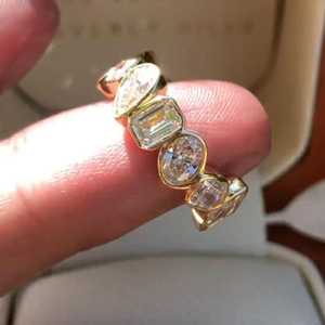 14K or jaune Fine fiançailles luxe fête diamant proposition bague lunette ensemble multi forme laboratoire diamants cultivés bague pour les femmes - Product Image 2