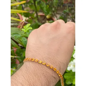 14k <b>Gold</b> Oval Citrine Tennis Bracelet Fashionable Jewelry Accessory - Product Image 3