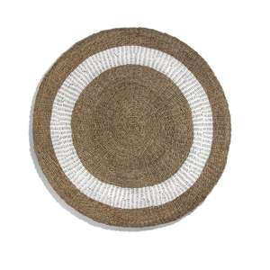 CUSTOM Round Brown and <b>Black</b> Woven Seagrass <b>Rug</b> With Circular 2023 in Vietnam - Product Image 4