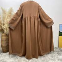 Abaya Kimono Ouverte Style Dubaï de Haute Qualité, Respirante, Légère, Séchage Rapide, en Satin, Manches Longues, Robe Hijab Grande Taille Toutes Saisons
