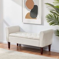 Massivholz Gepolsterte Klappbare Aufbewahrungsbank Ottoman 2-Sitzer Sofa Fußhocker Modernes Wohnzimmer Schlafzimmer Hotel Gästezimmer